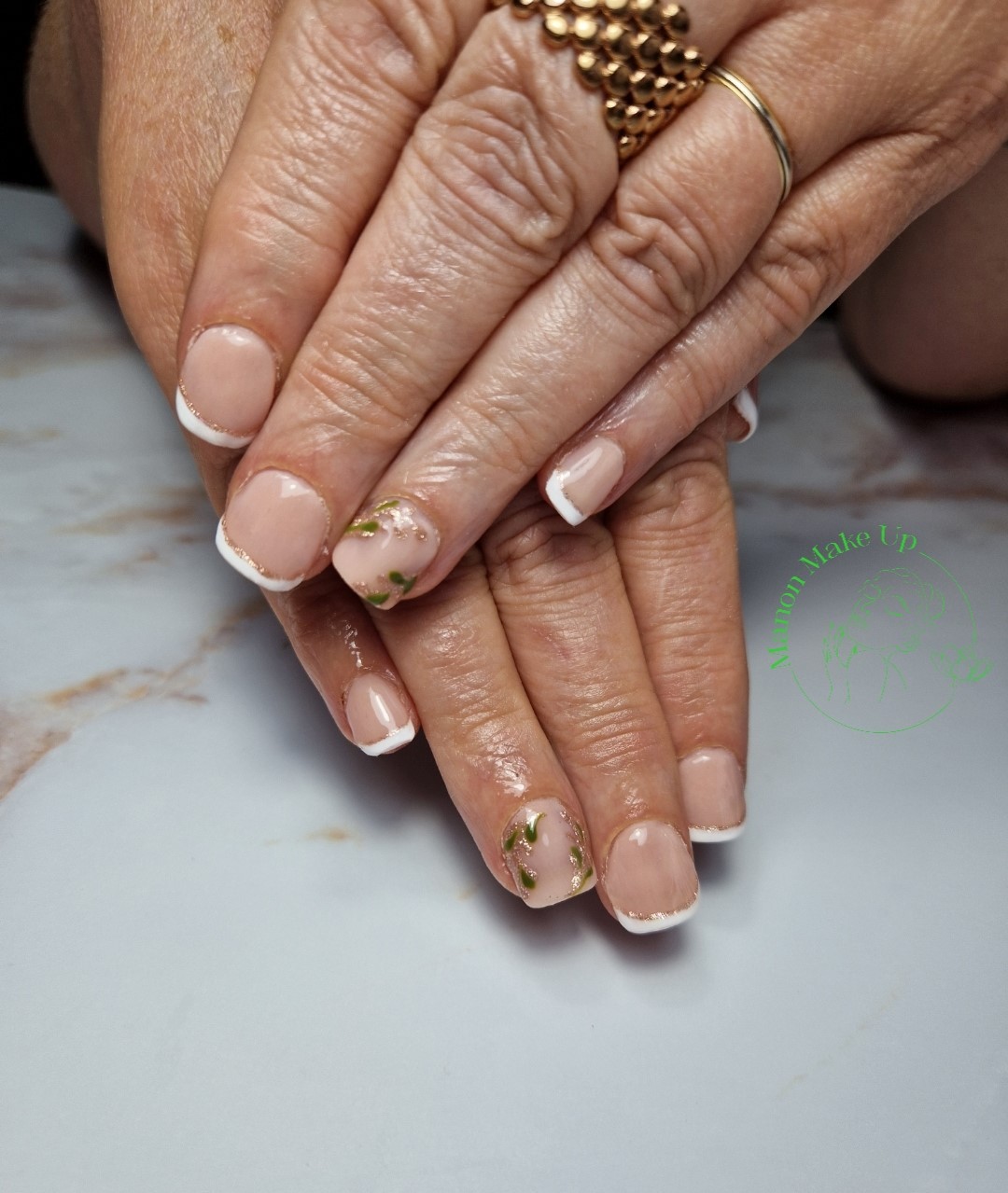 Pose résine + double french + nail art
