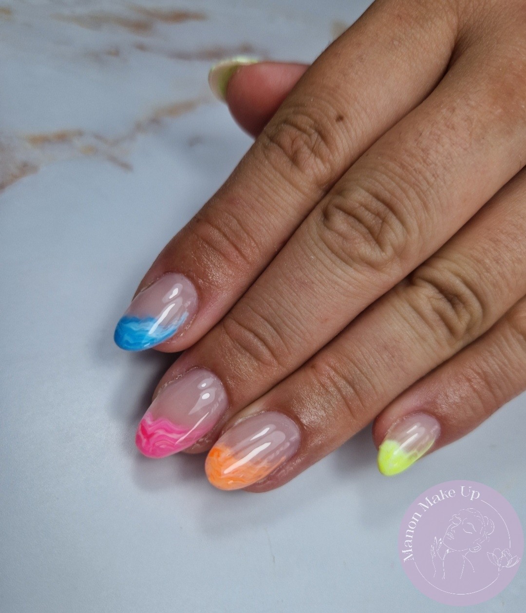 pose gel + effet marbre