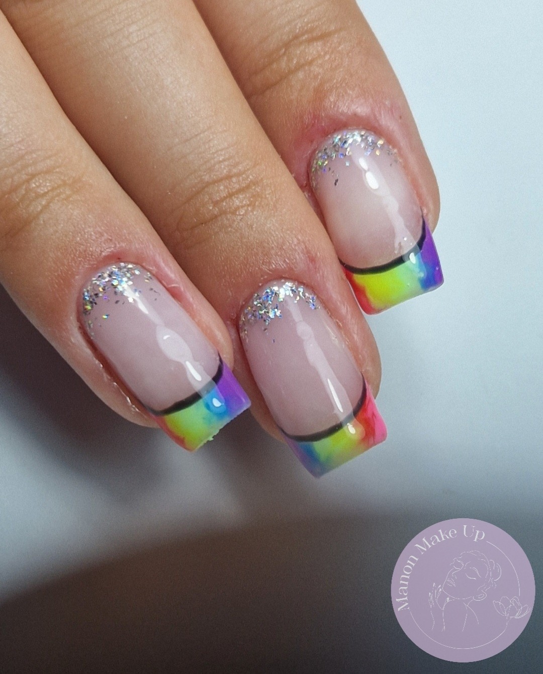 gainage semi + french + dégradé paillettes