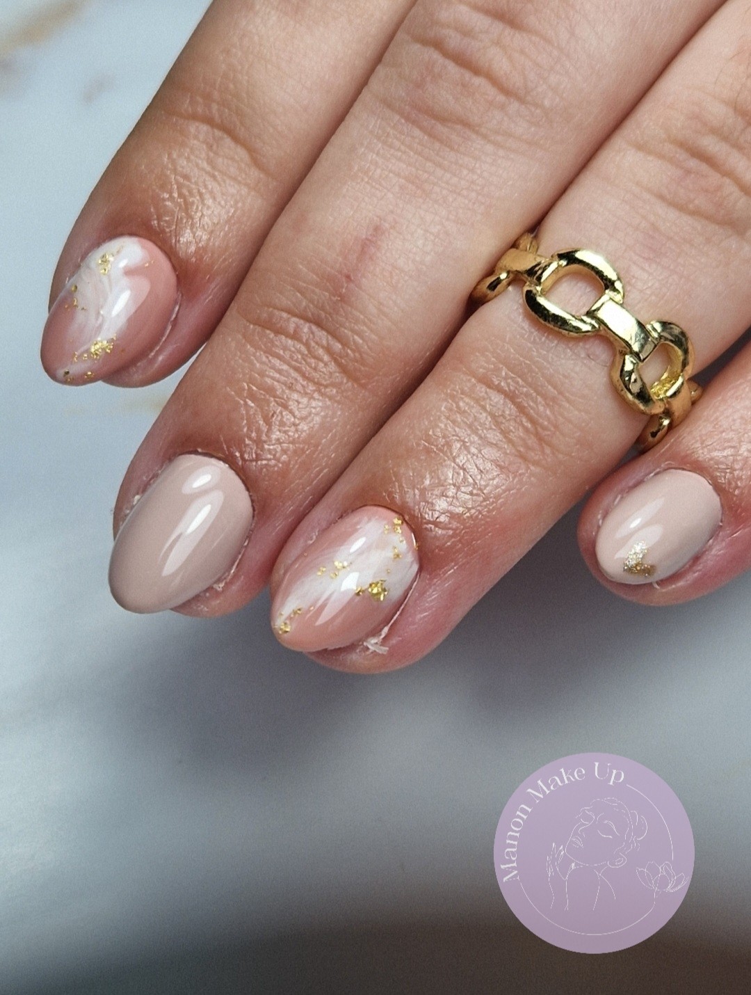 remplissage gel + nail art + effet marbre