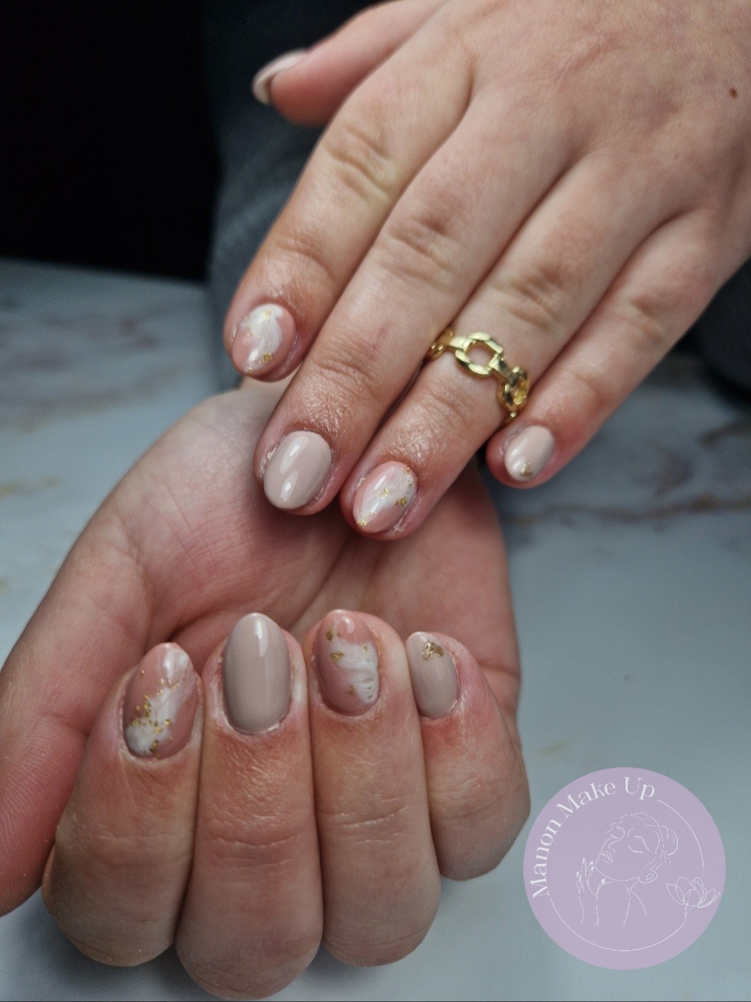 remplissage gel + nail art + effet marbre